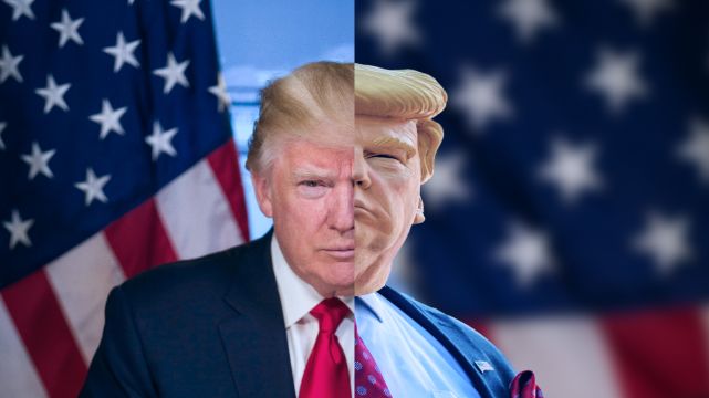 Internauci spostrzegli sobowtóra czającego się za plecami Trumpa